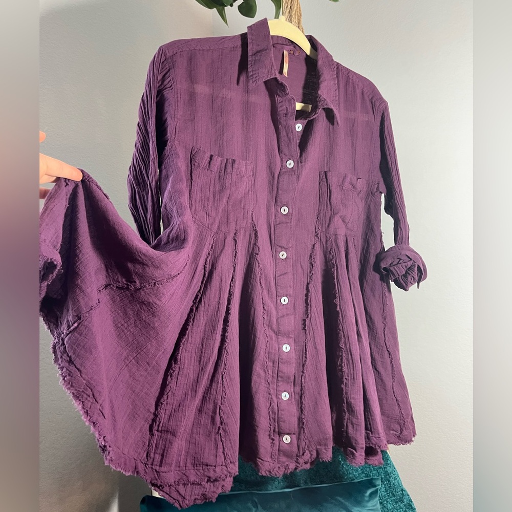 Purple babydoll button up in purple